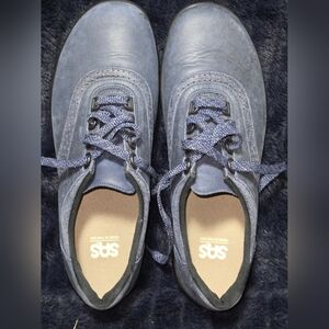 SAS Walk Easy Nubuck Nero Blue/Charcoal Oxfords Womens Lace Up Shoes Sz 10M